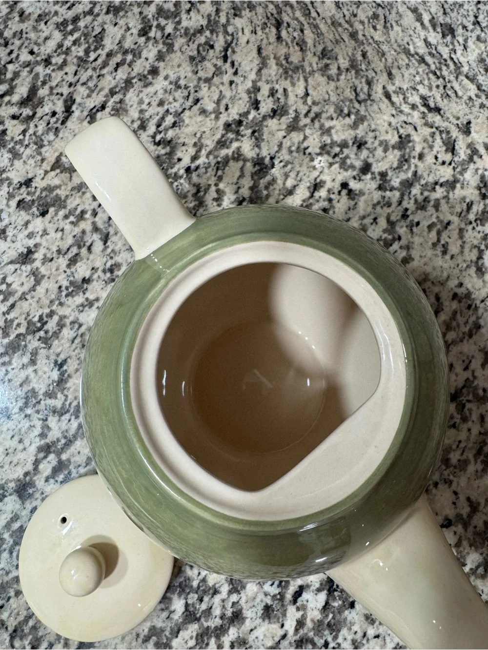 Pier 1 Verona Cream and Green Ceramic Teapot with Red Floral Motif